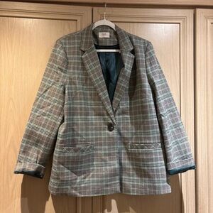 Hush Plaid Blazer with Green Accents